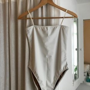 Nu Swim Swimsuit, Straight One Piece Sz S, Bone